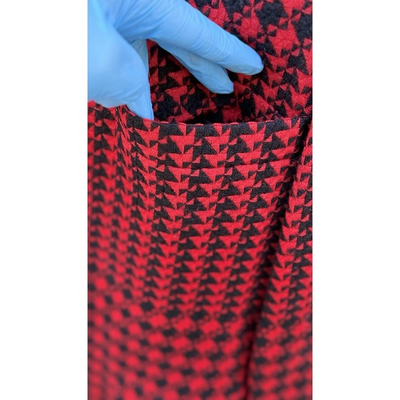 Vintage Linda Allard Ellen Tracy Houndstooth Suit Set Red Black Blazer Skirt - Picture 7 of 10